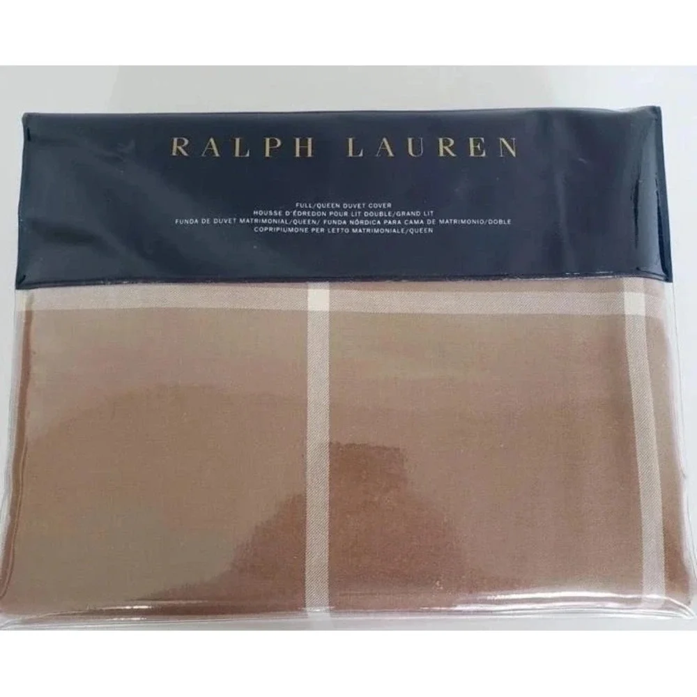 NEW Ralph Lauren Brown Modern Equestrian Duvet Cover Cashmere Size  FULL / QUEEN